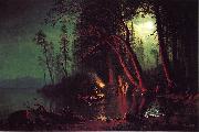 Albert Bierstadt Lake Tahoe, Spearing Fish by Torchlight oil on canvas